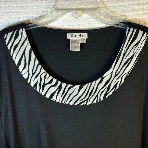 Gardy Womens Size XXL Tunic Top Shark-bite Hem Zebra Print Trim Lagenlook Pocket - Picture 3 of 8